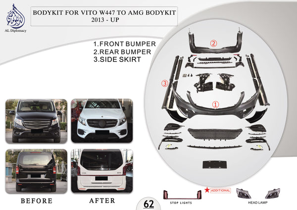 B.62 BODYKIT FOR VITO W447 TO AMG BODYKIT 2013 UP for Mercedes-Benz VITO W447 (2014-2020) models